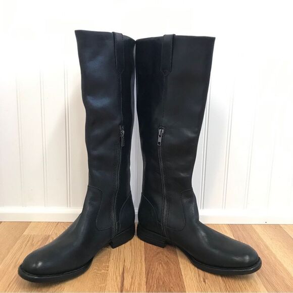 BORN Shaunie Black Leather Knee High Riding Boot Low Heel Fall Winter Size 6.5 - Picture 5 of 15